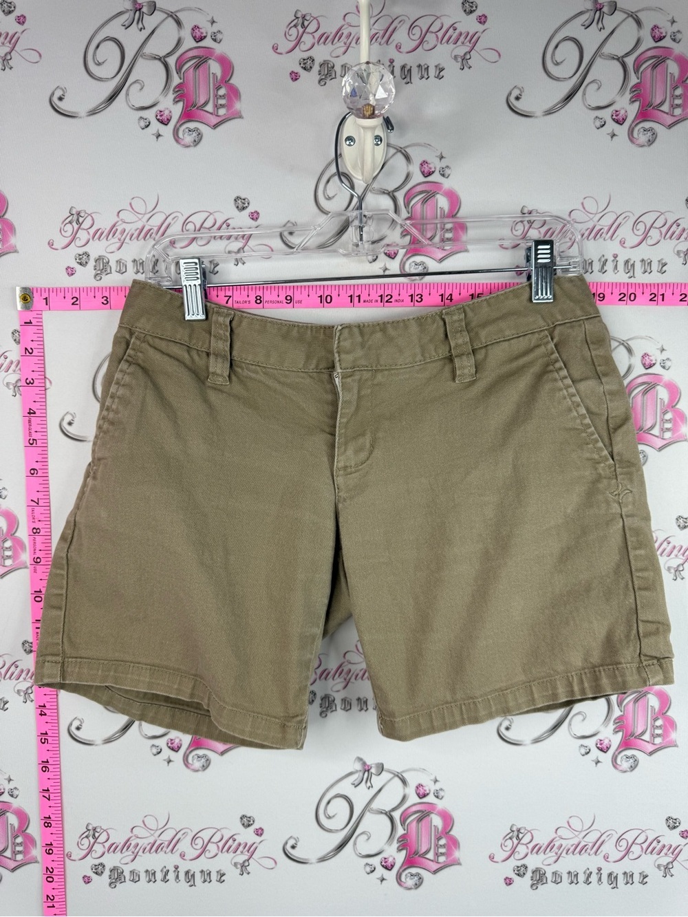 Hurley shorts tan khaki embroidered logo Women's Tan Cargo Shorts